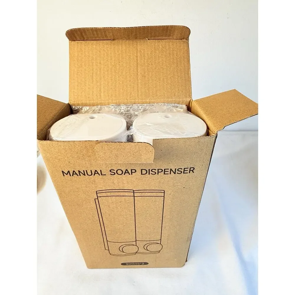 Shower 2 Chamber No Drill Shampoo Conditioner Body Wash Dispenser White
